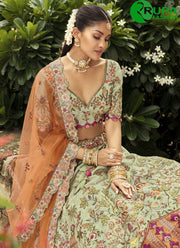 Divine Sea Green Color Silk New Designer Ready Made Lehenga Choli With Heavy Work